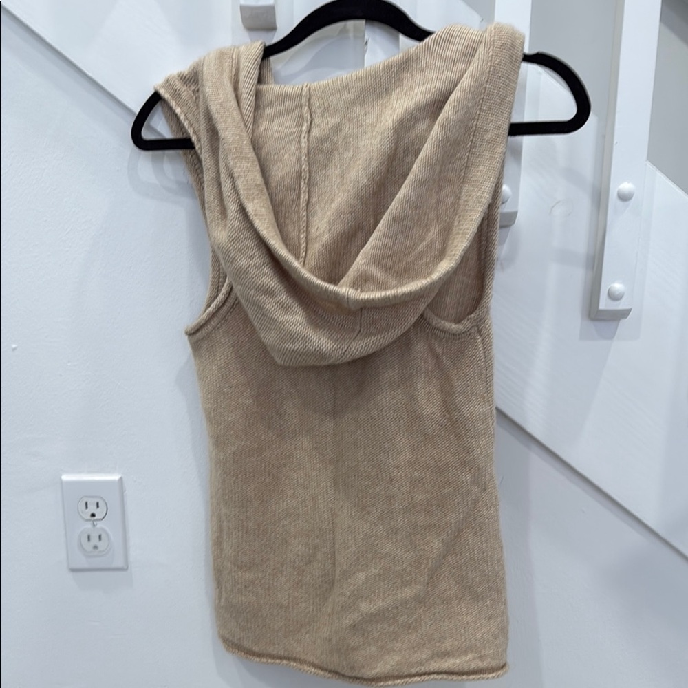Banana Republic Tan Hooded Knit Lambs Wool Vest with Pockets - Picture 5 of 7
